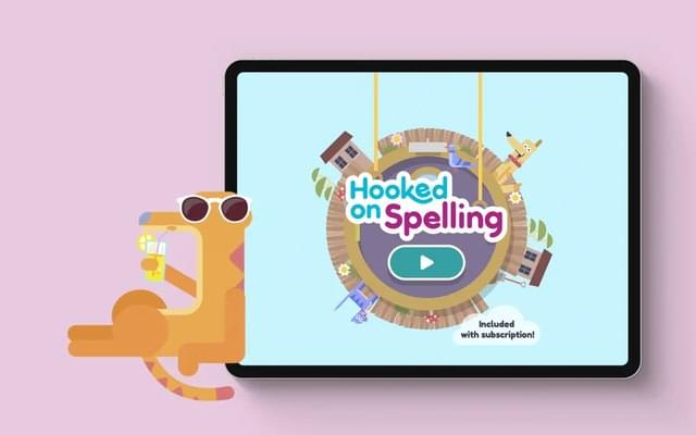 Hooked on Spelling cover showing the game running on tablets