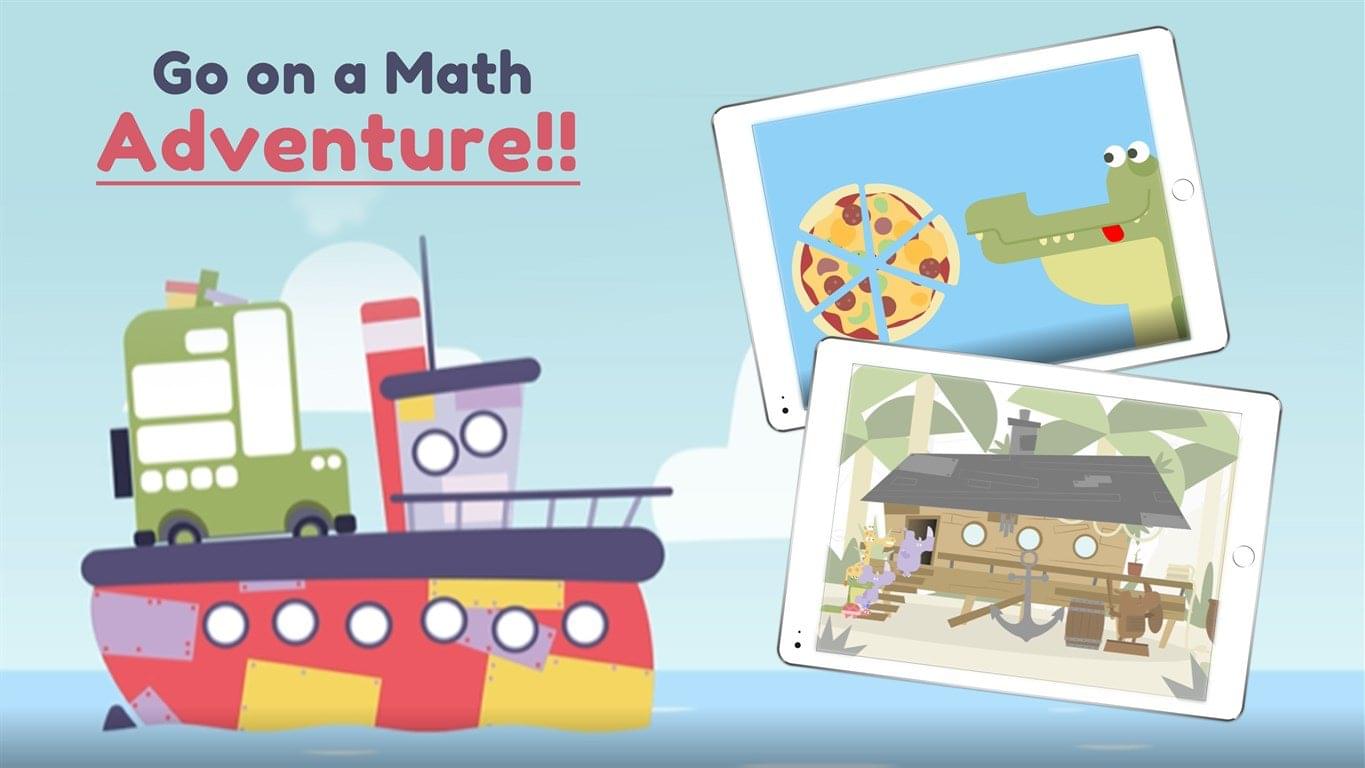 Hooked on Math cover art showing a boat and tablets running the game